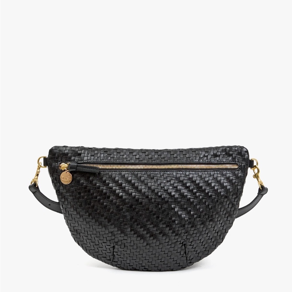 Clare V Grande Fanny Black Woven Zig-Zag
